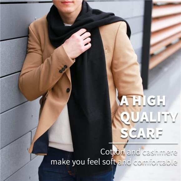 New Men's Winter Scarf Soft Warm Long Cashmere Feel Scarves - Picture 2 of 7